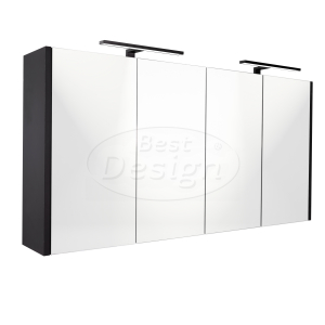 Best-Design 'Happy-Black' MDF spiegelkast + 2 x verlichting 120x60cm