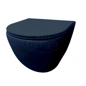 Best-Design 'Morrano-49-Zonder-Spoelrand' wandcloset blinde bevestiging incl. zitting Mat-donkerblauw
