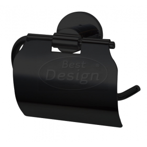 Best-Design 'Nero' toiletrolhouder met klep mat-zwart 