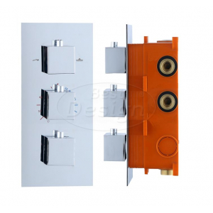 Best-Design 'Sano' inbouwthermostaat & Inb.box 3 weg 1/2' vierkante knoppen